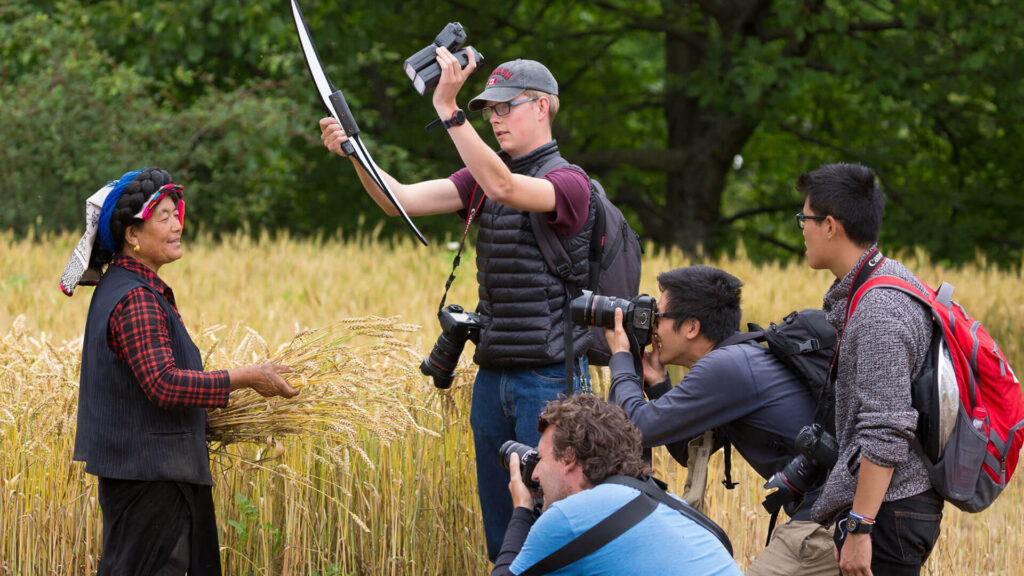 Prairie Digital Media students with Tibetan model
