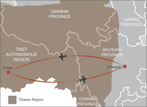 Chengdu to Lhasa map
