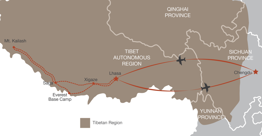 Mt. Kailash trip map