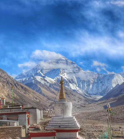 Mt. Everest's North Face from Rongbuk monastery